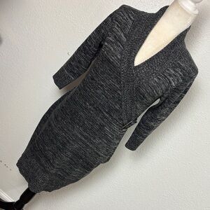 933 Alex Charcoal Marled Knit Wrap Sweater Dress. SzM